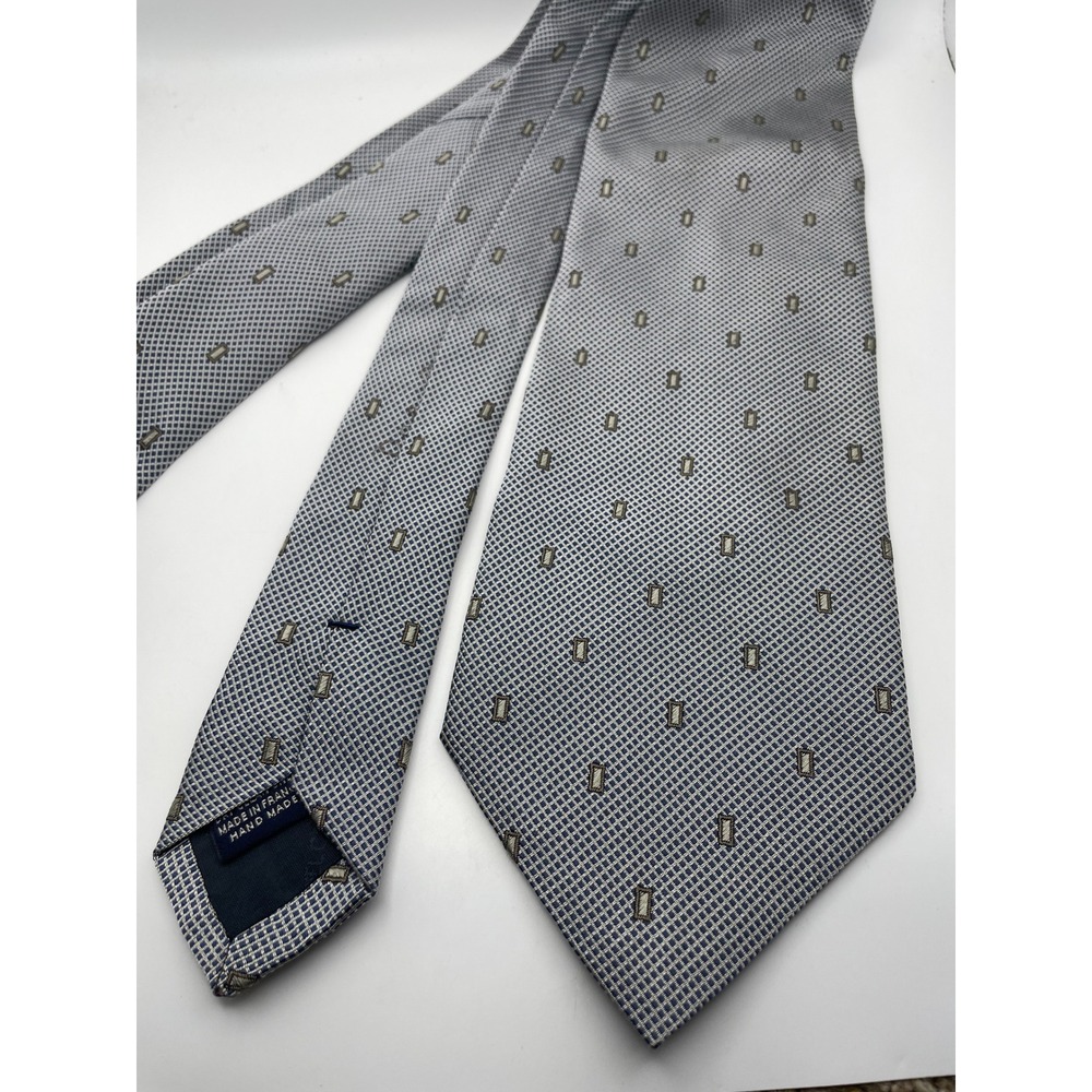 Daniel Cremieux Blue White Geometric Silk Tie Hand Made in France 0017523